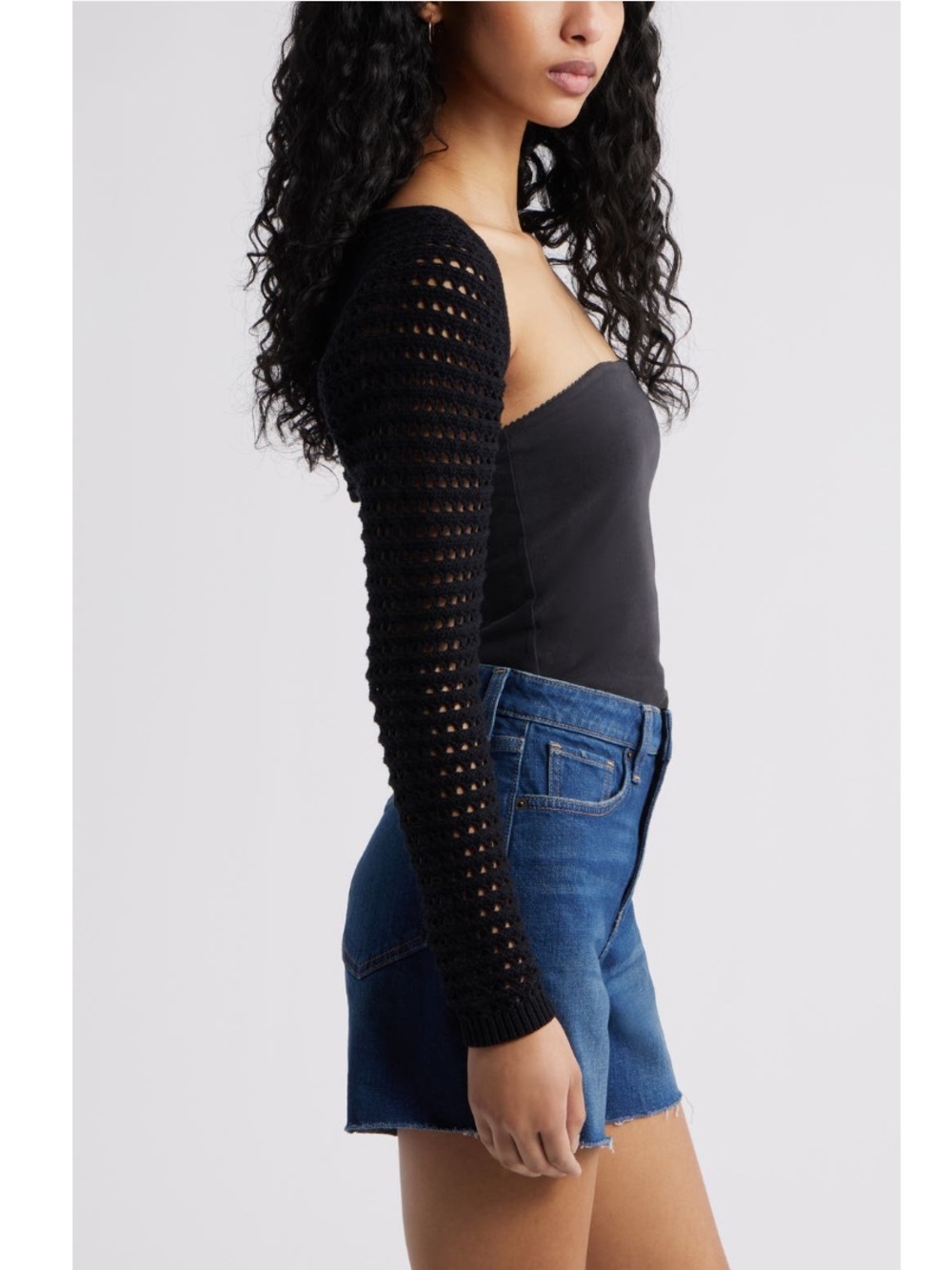 bp Black Openwork Sweater Shrug - Picture 4 of 12